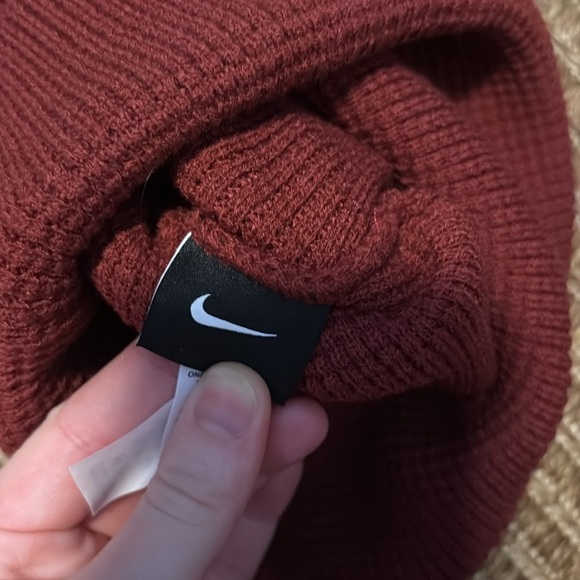 Nike Red & White Stripe Pom Beanie - Picture 3 of 3